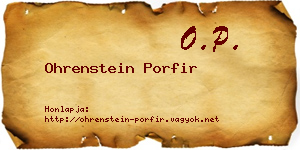 Ohrenstein Porfir névjegykártya
